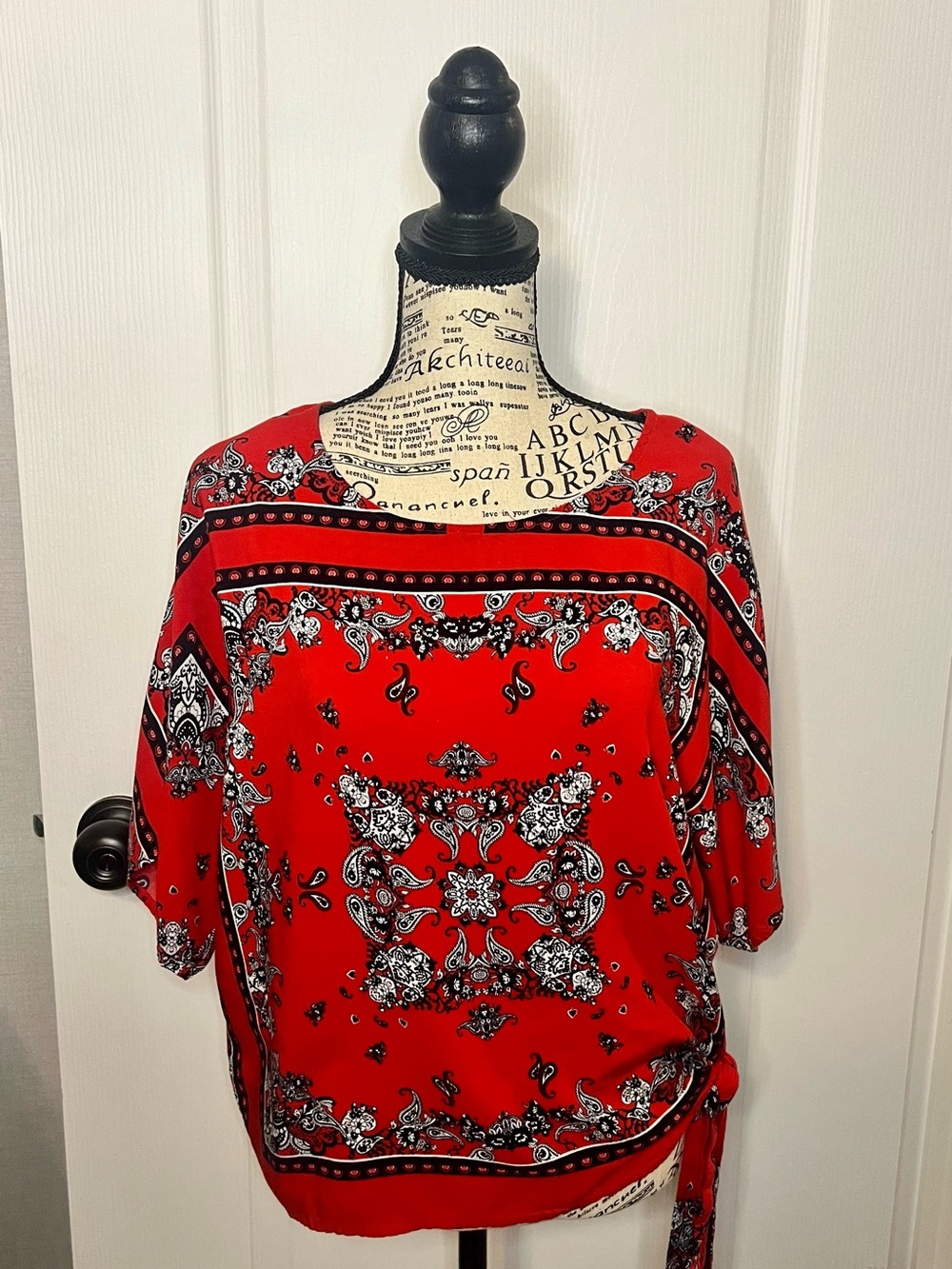 Melissa Paige Red Paisley Tie-Hem Tunic